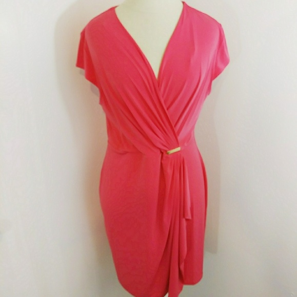 Charter Club Dresses & Skirts - NEW Coral Faux Wrap Festive Jersey Dress